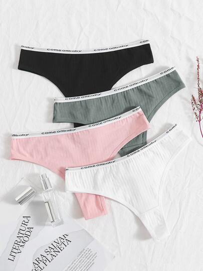 4pack Letter Tape Panty Set