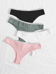 4pack Letter Tape Panty Set - Multicolor - View 2