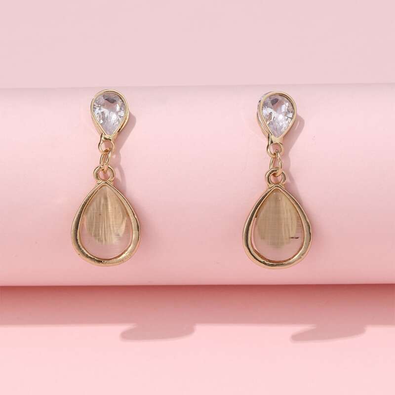 

Water Drop Shaped Charm Earrings, White
