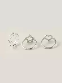 YWGEZHI 3pcs Hollow Out Star Ring - Silver - View 3
