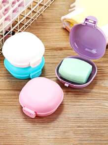 1pc Portable Random Color Soap Box, Plastic Soap Case For Outdoor - Multicolor - View 1