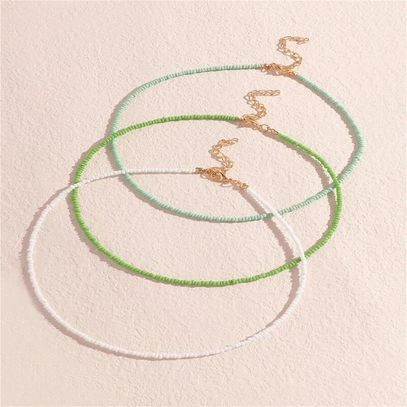 

3pcs Beaded Design Necklace, Multicolor