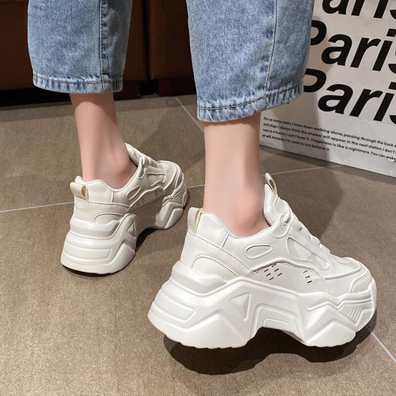 

Lace Up Front Mesh Panel Chunky Sneakers, White