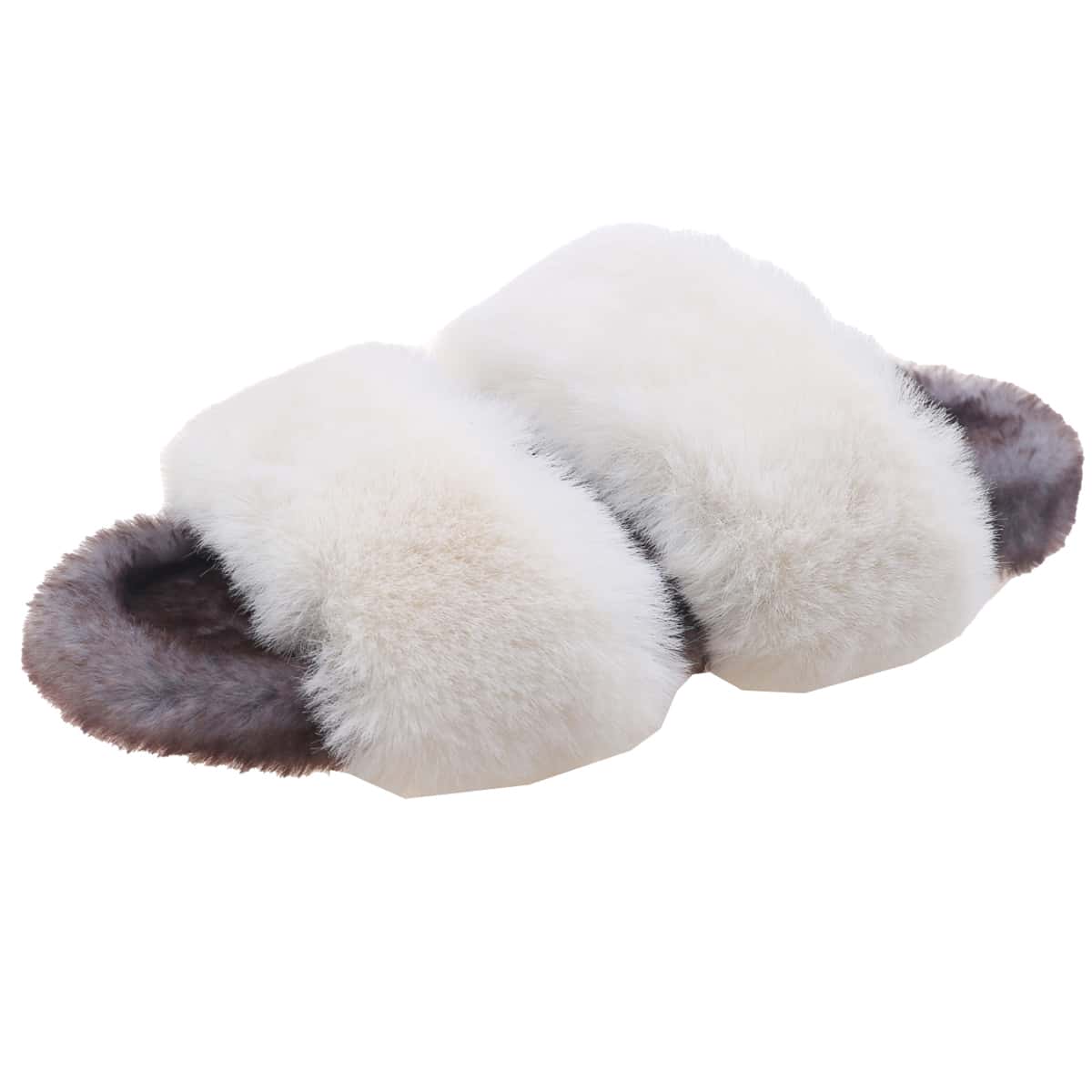 

Fluffy Open Toe Slippers, Beige