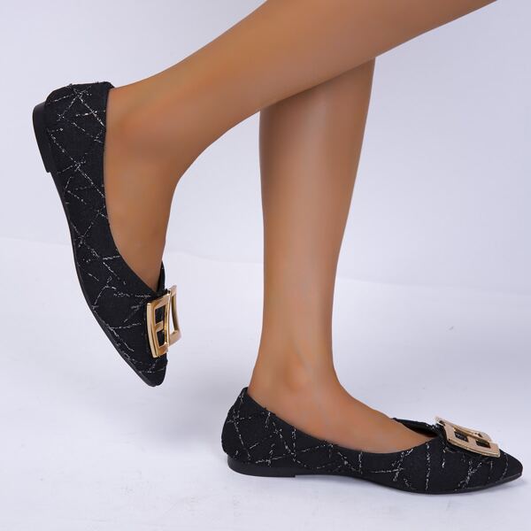

Metal Decor Slip On Flats, Black