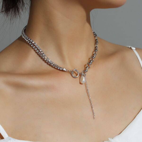 

Pearl Pendant Necklace, Silver