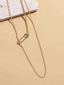 Collar con diseño de pin de seguridad - Amarillo Oro - Ver 3