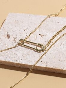 Collar con diseño de pin de seguridad - Amarillo Oro - Ver 4