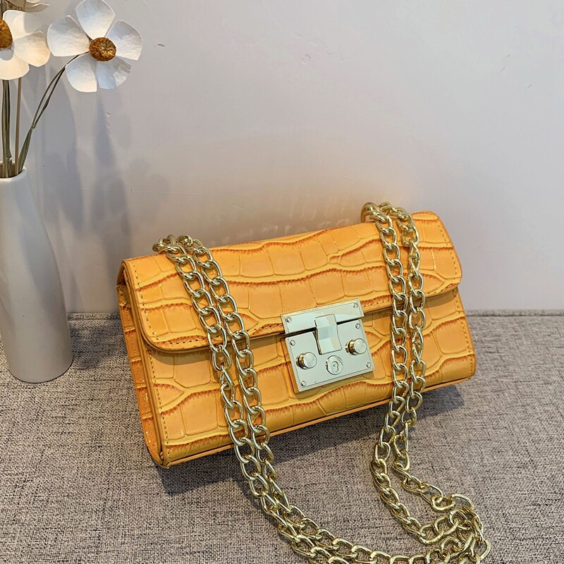 

Croc Embossed Shoulder Bag, Yellow