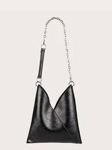 Bolso bandolera con cadena con textura - Negro - Ver 1