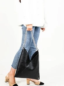 Bolso bandolera con cadena con textura - Negro - Ver 2