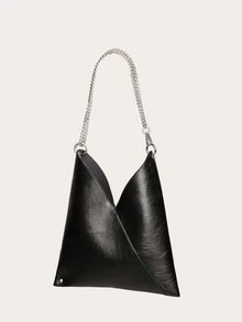 Bolso bandolera con cadena con textura - Negro - Ver 5