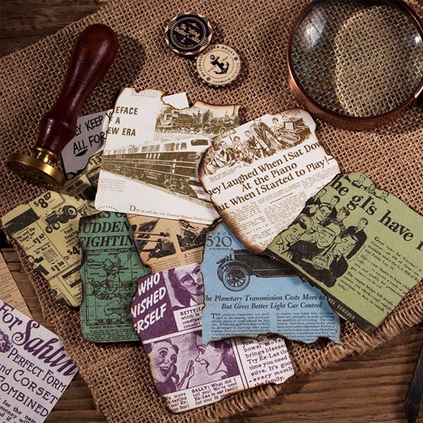 

40pcs Random Vintage Print Material Paper, Multicolor