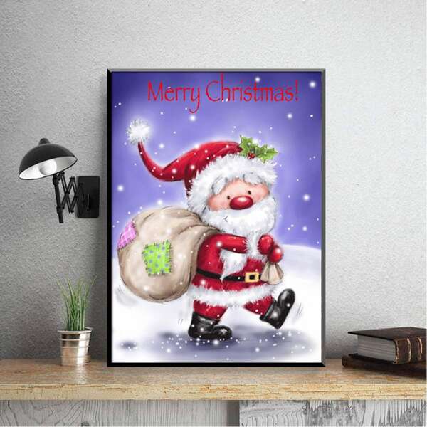 

Christmas Santa Claus DIY Diamond Unframed Painting, Multicolor