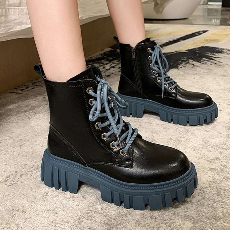 

Lace Up Front Combat Boots, Black