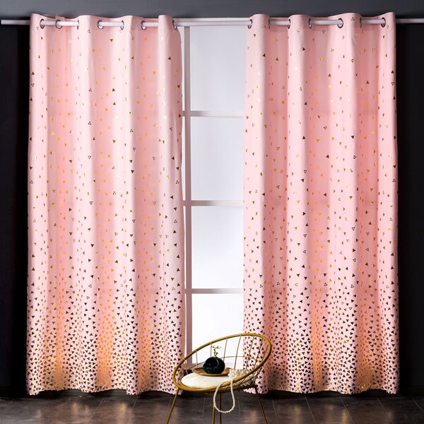 

2pcs Hot Stamping Geometric Pattern Curtain, Multicolor