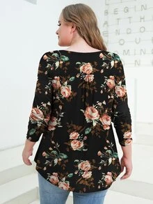 AAmilife 大碼印花紐扣細節T恤 - 彩色 - 查看 2