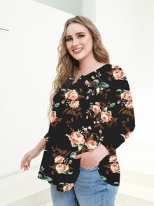 AAmilife 大碼印花紐扣細節T恤 - 彩色 - 查看 3