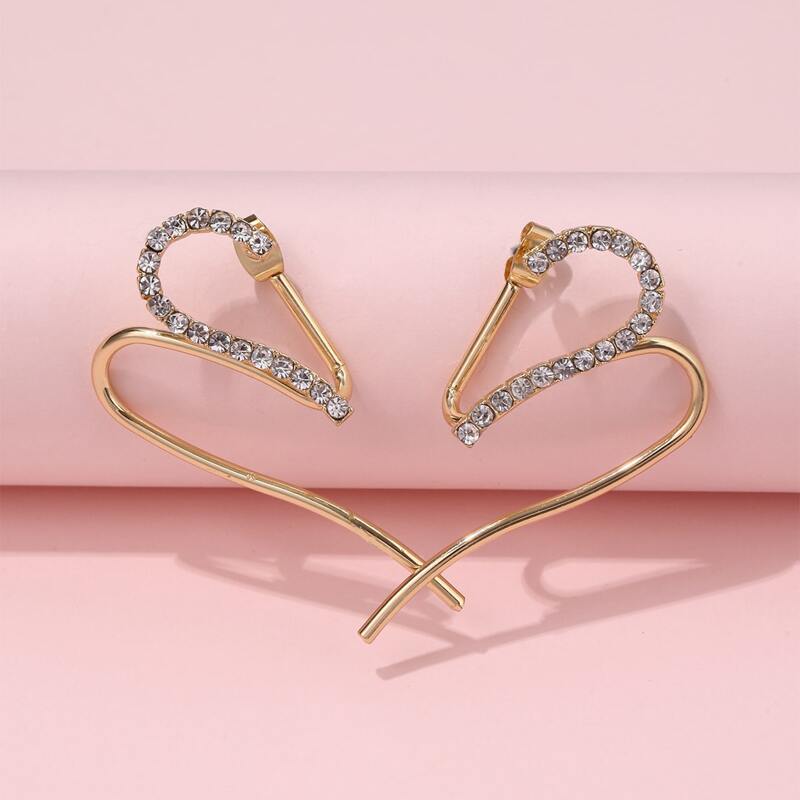 

Rhinestone Decor Earrings, Gold