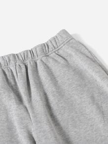 SHEIN EZwear Plus Size Quần thể thao màu trơn - Xám - Xem 5
