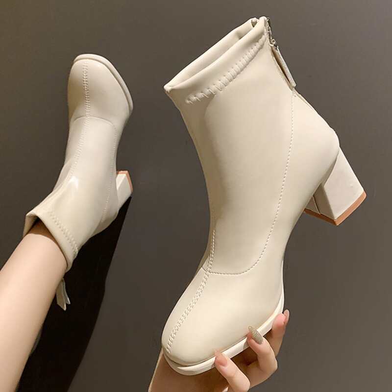 

Chunky Heeled Boots, Beige