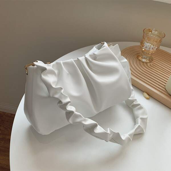 

Minimalist Ruched Bag, White
