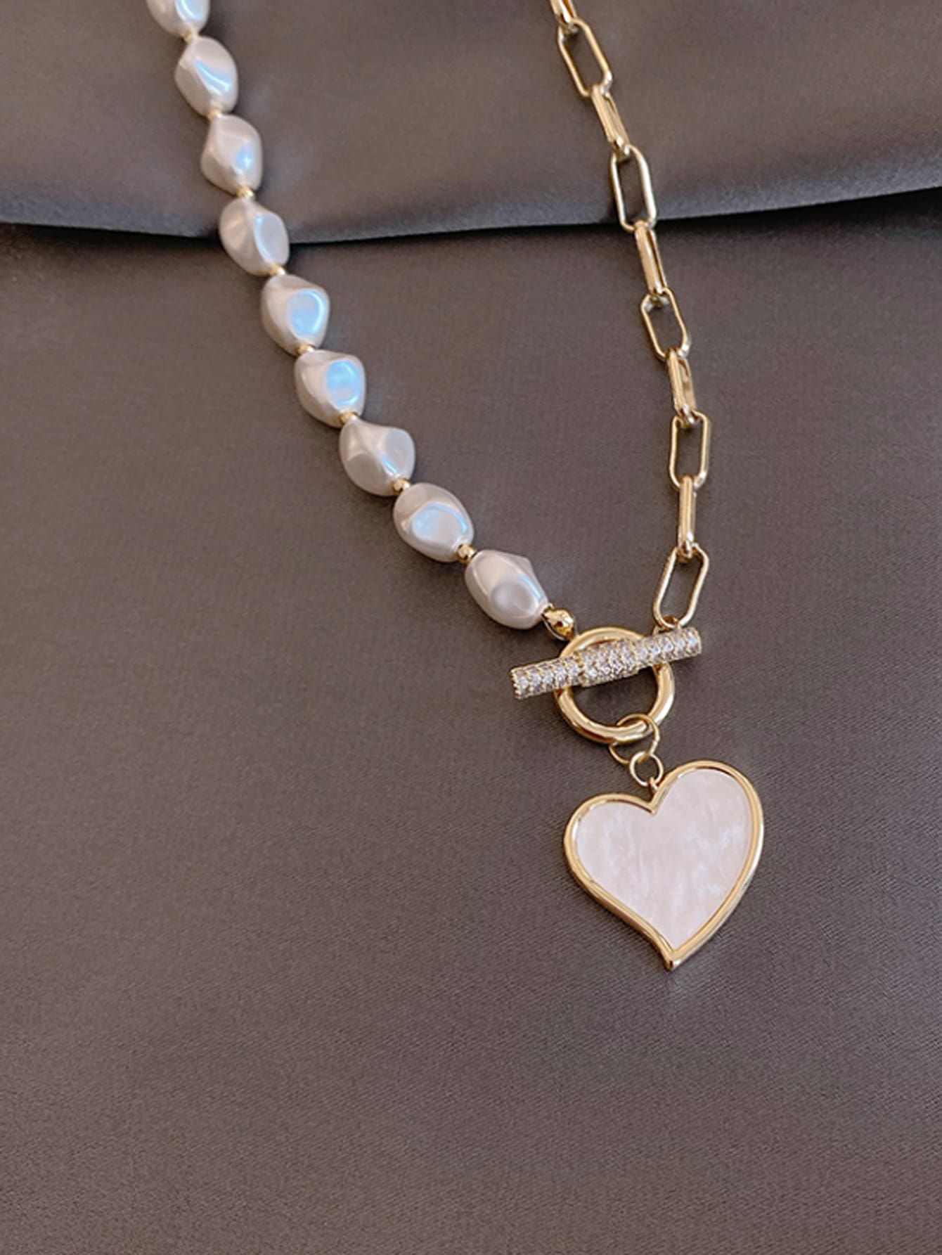 Heart Pendant Necklace - Multicolor - View 1