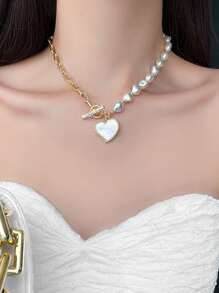 Heart Pendant Necklace - Multicolor - View 2