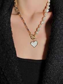 Heart Pendant Necklace - Multicolor - View 4