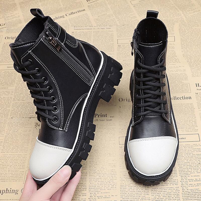 

Colorblock Side Zip Boots, Black