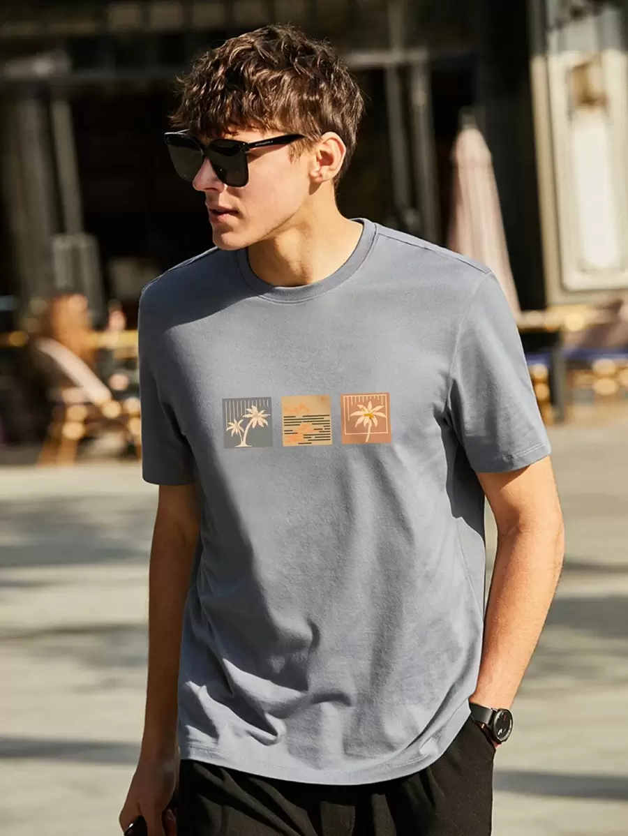 Tops Nam Nhiệt đới Giải trí - Màu Xám nhạt - Xem 1