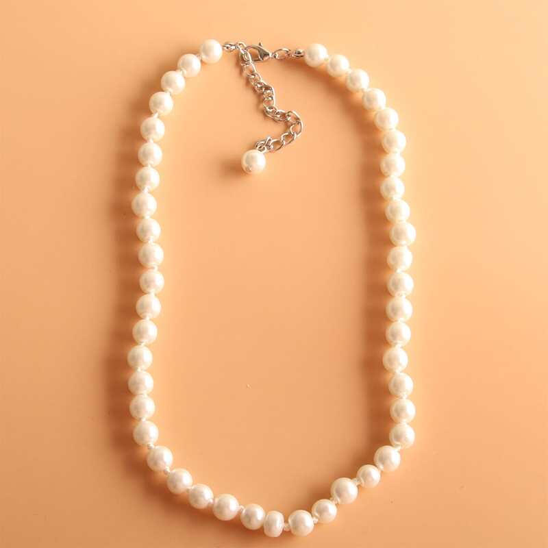 

Faux Pearl Beaded Necklace, White