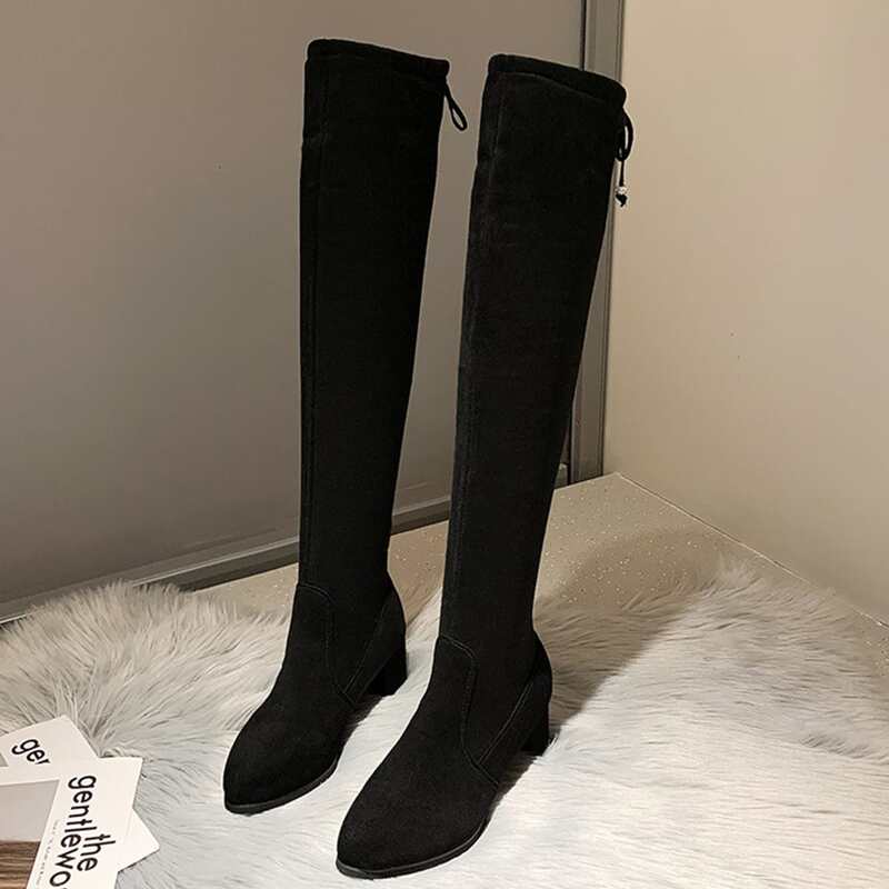 

Lace Up Over The Knee Boots, Black