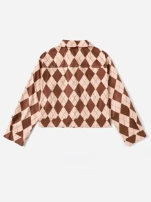 Cazadora con estampado de rombo con diseño de solapa - Multicolor - Ver 2