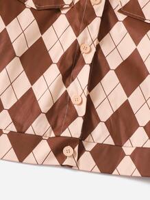 Cazadora con estampado de rombo con diseño de solapa - Multicolor - Ver 3