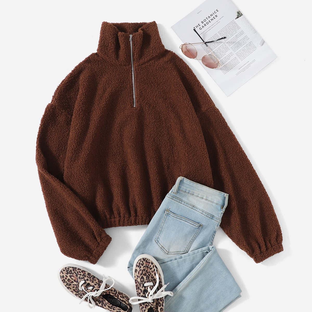 Свитшот с молнией из плюша