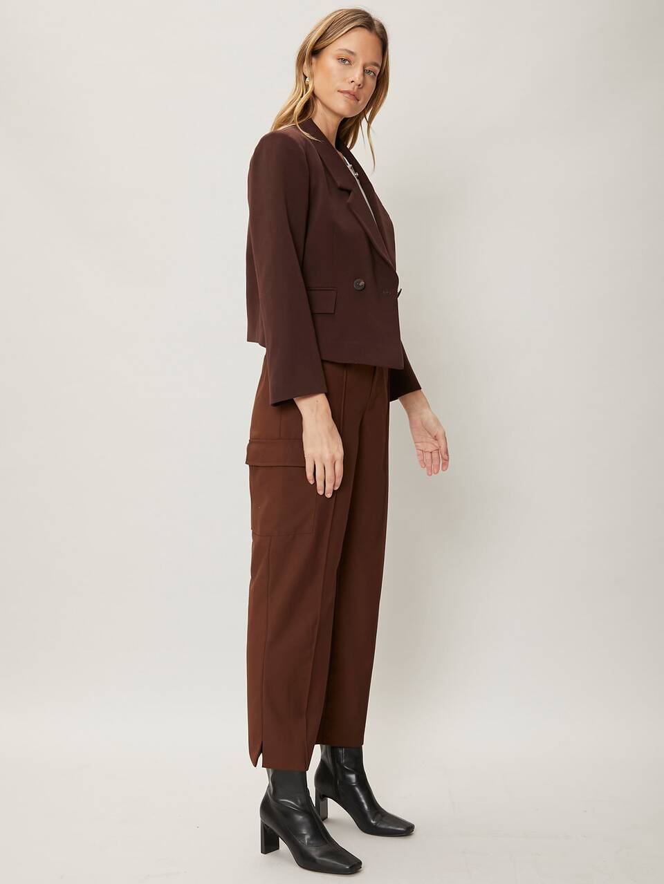 VISCOSE BOXY DOUBLE BUTTON BLAZER