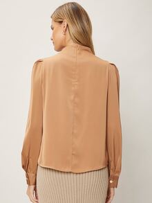 MOTF PREMIUM 垂墜泡泡袖上衣 - 駝色 - 查看 2