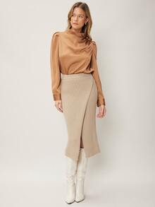 MOTF PREMIUM 垂墜泡泡袖上衣 - 駝色 - 查看 5