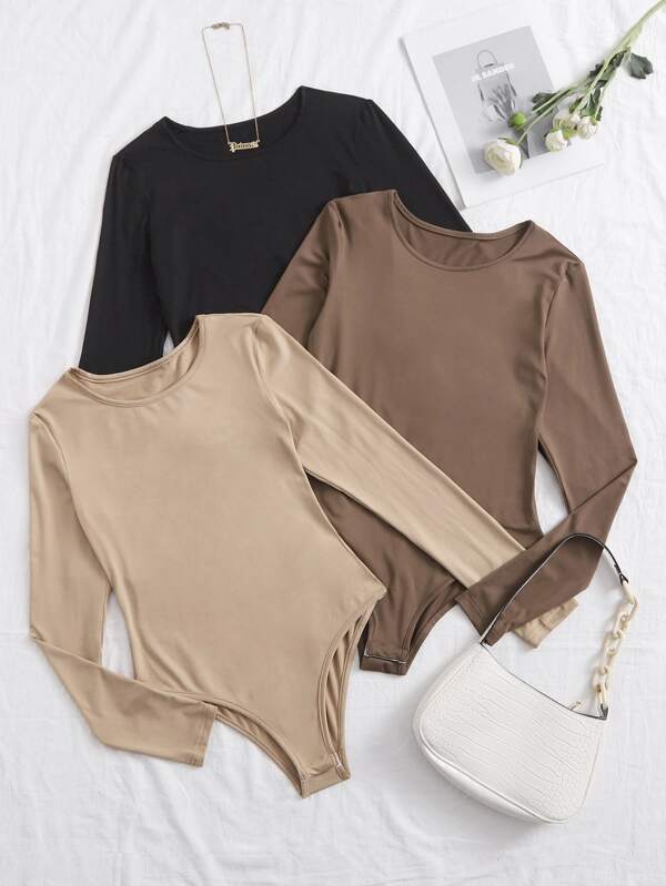 Chiquease 3pcs Solid Tee Bodysuit