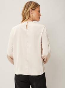 SHEIN Straight Fit Balloon Sleeve Top - Apricot - View 2