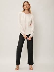 SHEIN Straight Fit Balloon Sleeve Top - Apricot - View 3