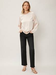 SHEIN Straight Fit Balloon Sleeve Top - Apricot - View 5