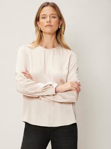 SHEIN Straight Fit Balloon Sleeve Top - Apricot - View 6