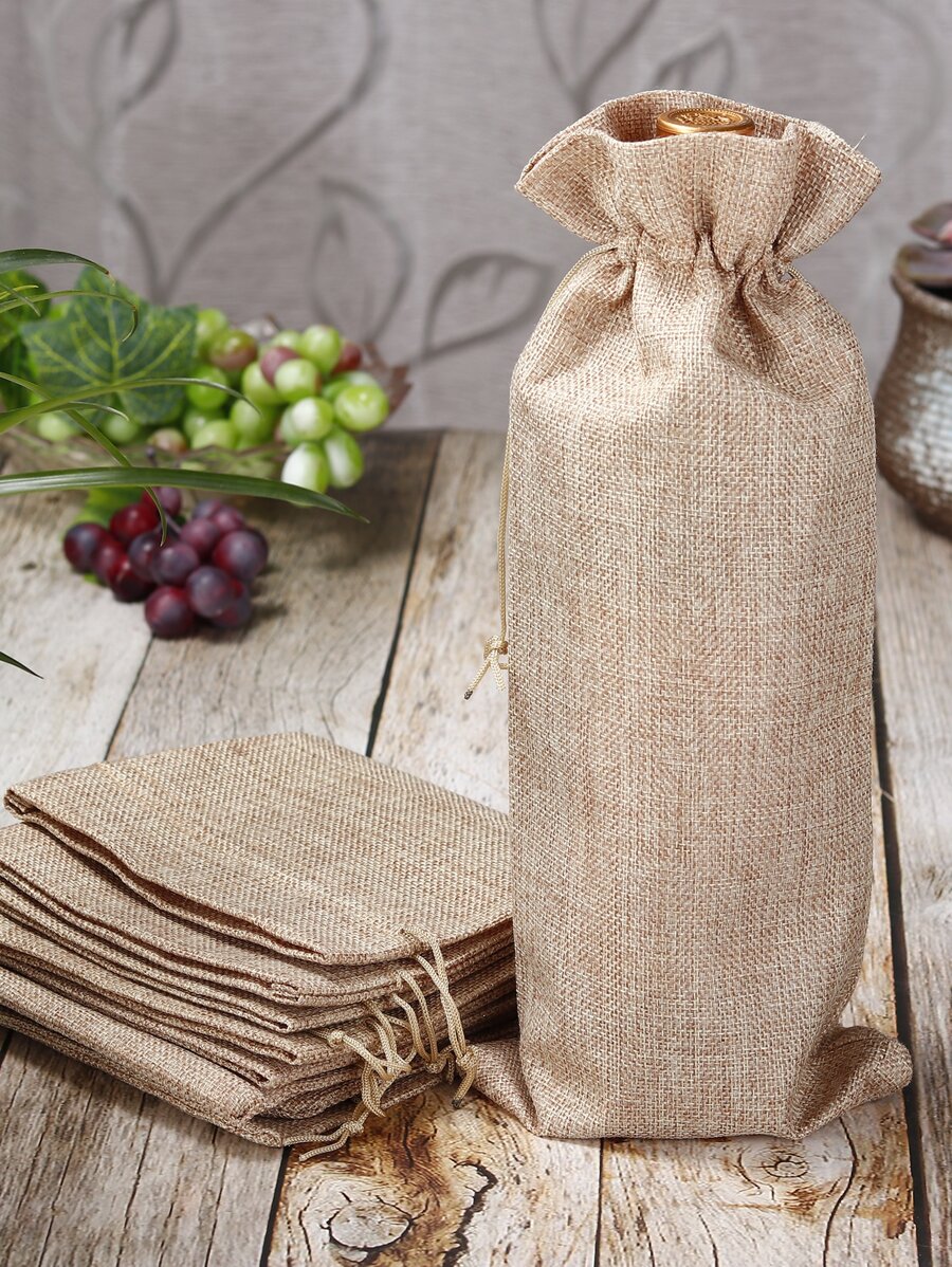 3pcs Wine Bottle Drawstring Bag - Khaki - View 1