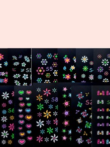 FULL BEAUTY 12张发光花卉图案美甲贴纸 DIY美甲 - 彩色 - 查看 3