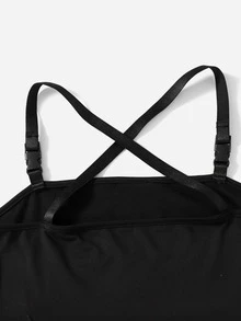 ROMWE Top de tirantes con estampado de dragón chino - Negro - Ver 3