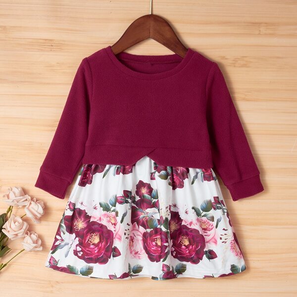 

Baby 2 In 1 Floral Hem Sweatshirt Dress, Multicolor