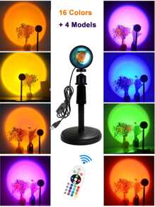 SHEIN BASIC LIVING Luz de Proyección Ajustable 360 Grados en 13 Colores Sunset - Multicolor - Ver 5