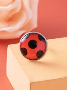 Anillo Decorativo Redondo Con Lunares Para Niñas - Plateado - Ver 2